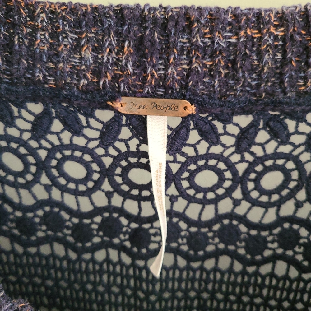 Free people crochet lace back sweater